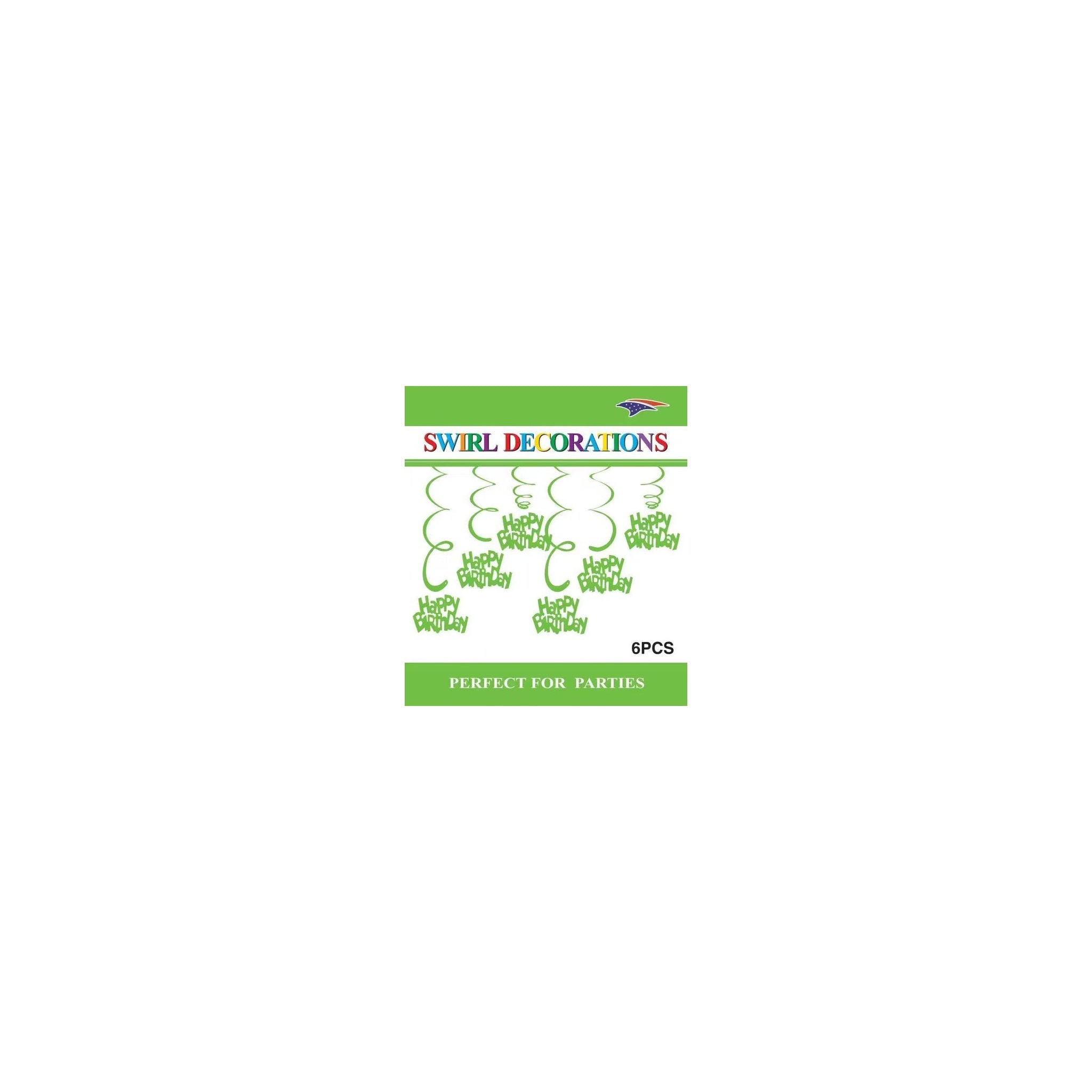 Swirl Decoration Hbd Lime Green 6pc
